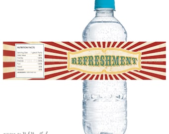 Vintage Circus Bottle Labels or Wrap, Instant Download, Print Your Own