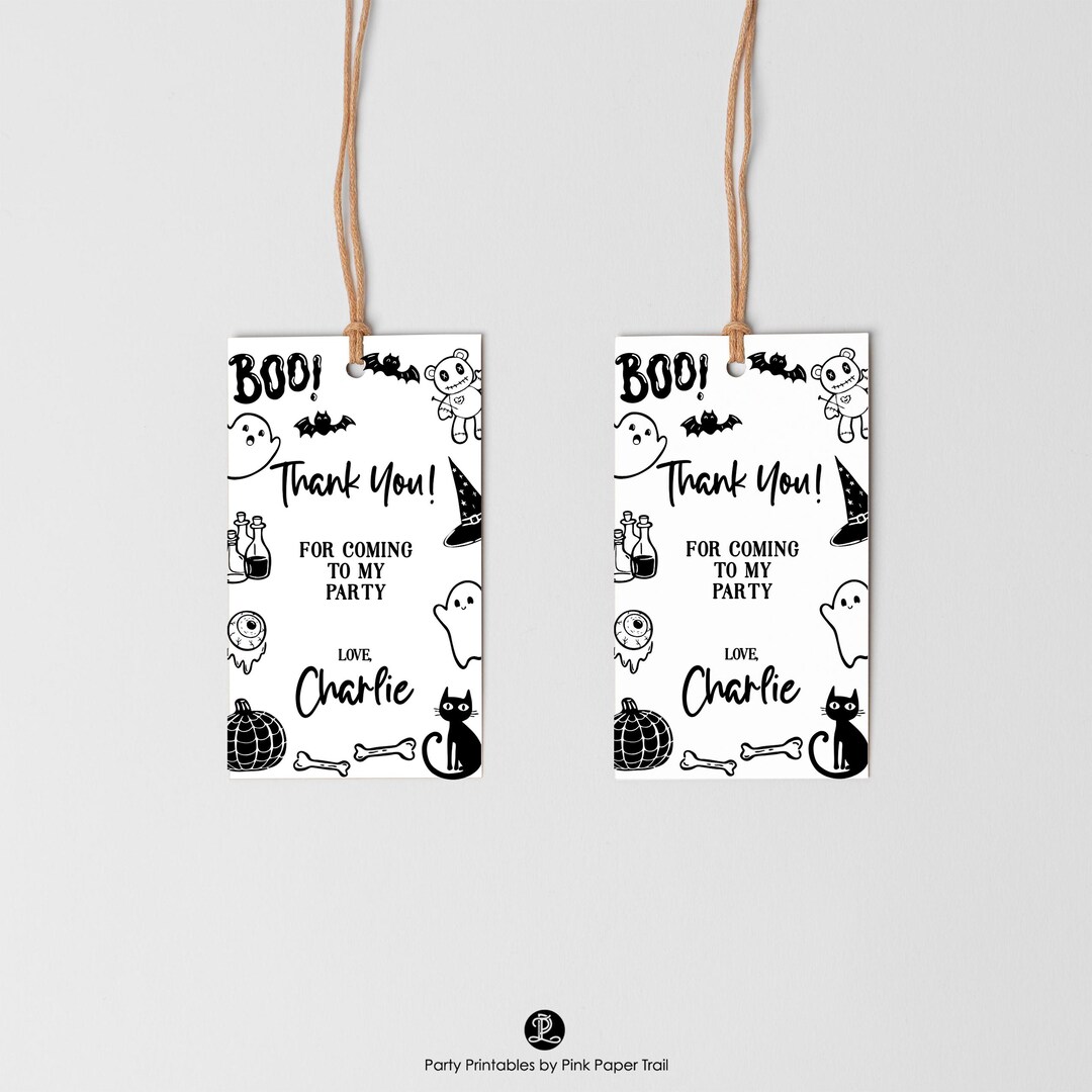 Editable Halloween Thank You Tag, Let's Get Spooky Favor Tag, Hand ...