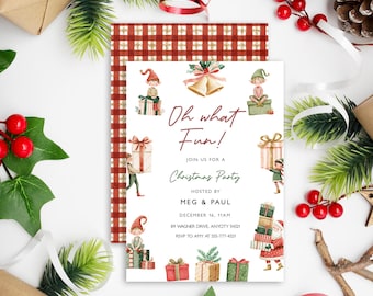 Christmas Invitation, Christmas Party Invite, Gift Giving Exchange Printable Holiday Party Invitation, Christmas Elf Invite