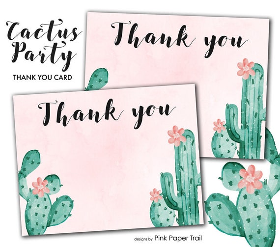 Cactus Cactii Mexican Fiesta Party Printable Thank You Card, Instant Download Print Your Own Il_570xn