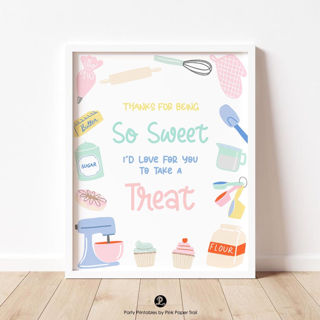 Making Cake First Sign Baking Birthday Party Sign, Chef Cooking Baking Pastel Colors Custom ...