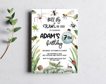 EDITABLE Bugs Insects Birthday Invitation or Nature Themed Birthday Party Outdoor Exploration Adventure Scavenger Hunt Party Invitation