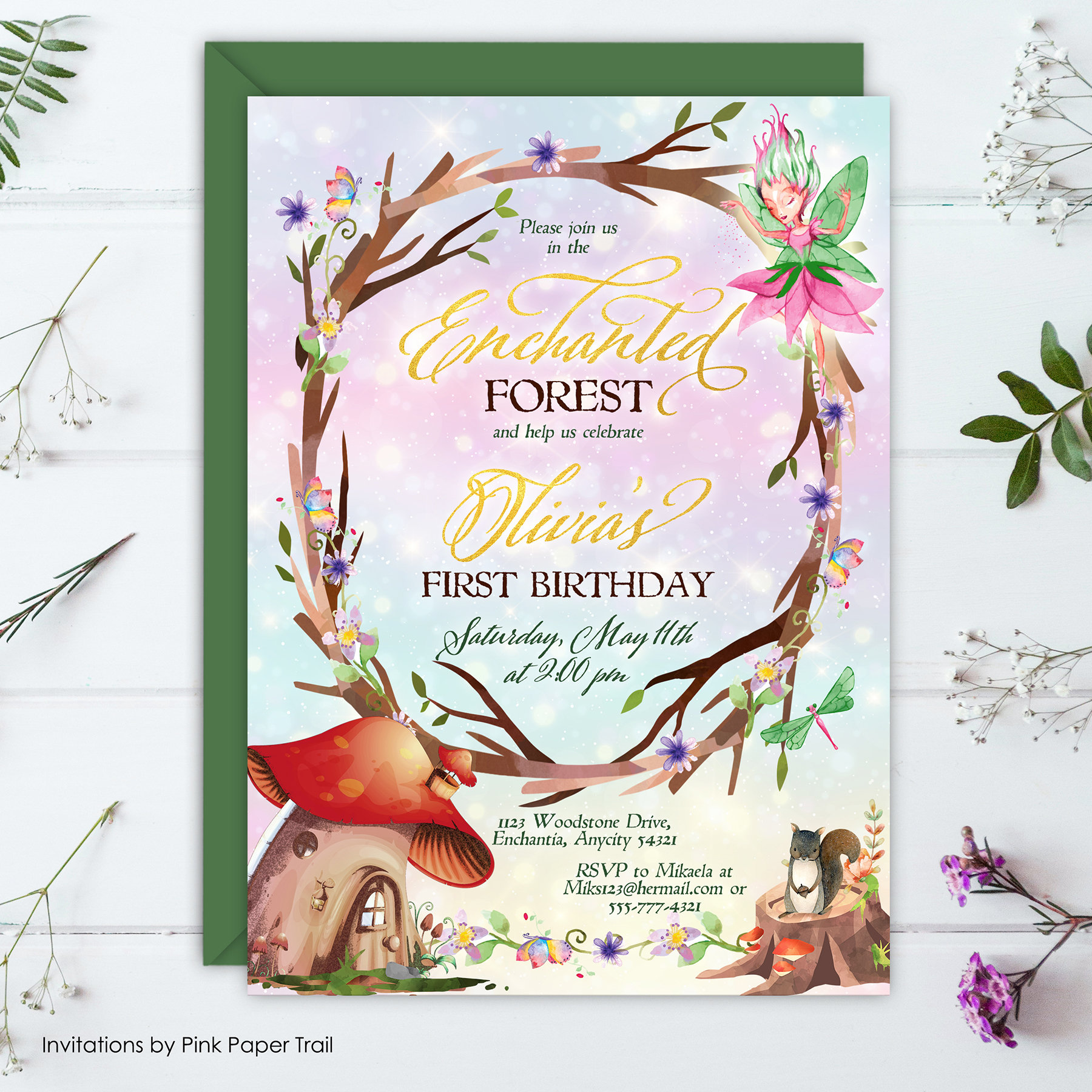 Invite Enchanted Fairy Forest Garden Tea Party Invitations Supply Decoration Decor 