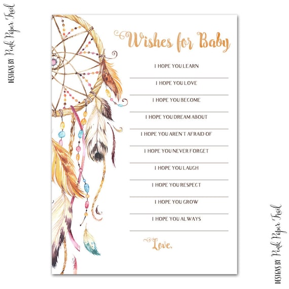 Bohemian, Dream Catcher, Wishes for Baby, Baby Shower, Instant Download