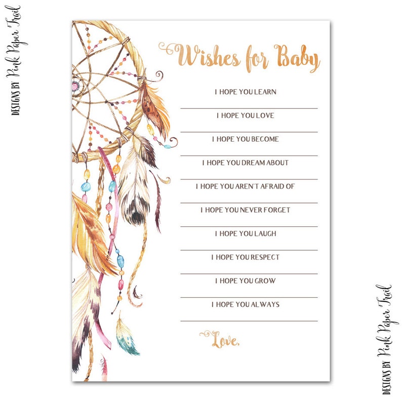 Bohemian Dream Catcher Wishes for Baby Baby Shower Instant Etsy
