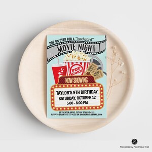 EDITABLE Movie Night Invitation, Backyard Movie Invitation, Outdoor Under the Stars Movie Invite Party Digital Instant Access Download image 1