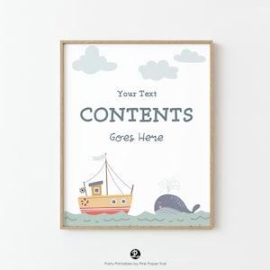 EDITABLE Cute Sailboat Nautical Theme Party Sign, Baby Shower Birthday Nautical Editable Digital Template Birthday Sailboat Party Table Sign