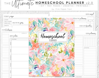 Ultimate Homeschool Planner Printable v2.0, DIY Homeschool Planner Pages, Lesson Planner Instant Access Digital, Minimalist Homeschool