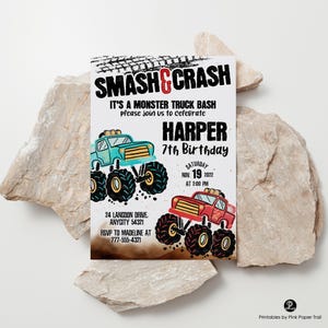 EDITABLE Monster Truck Birthday Invitation Smash and Crash Monster Truck Invitation DIY Birthday Template Instant Access image 1