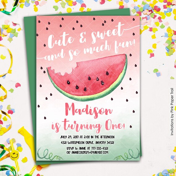 Watermelon Birthday Bash Invitation Summertime Adorable Watermelon photo regarding Watermelon Printable named Watermelon Birthday Social gathering Invitation Summer time Lovable Watermelon