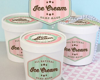 Etichetta laterale per vaschetta di gelato, festa del gelato, adesivi stampabili per compleanni, baby shower, addii al nubilato e altro ancora