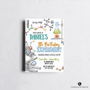 Editable Mad Science Party Birthday Invite, Mad Science Invitation, Scientist Experiment Party Invite, Printable Instant Download zdjęcie 2