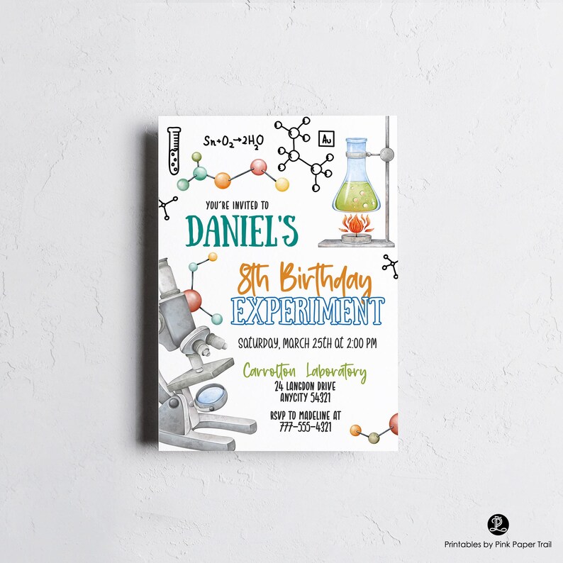 Editable Mad Science Party Birthday Invite, Mad Science Invitation, Scientist Experiment Party Invite, Printable Instant Download zdjęcie 2