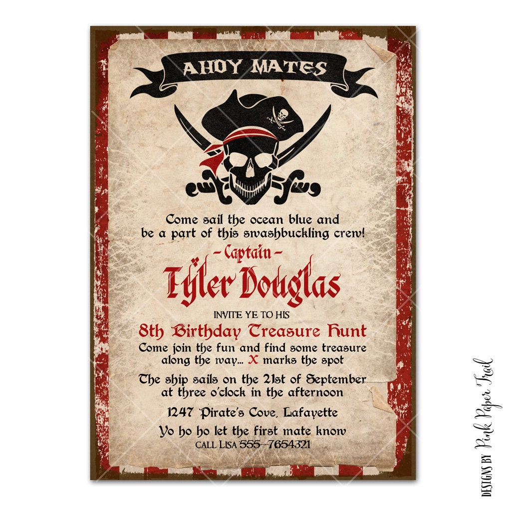 Pirate Party Invitation I will customize for you Print your | Etsy