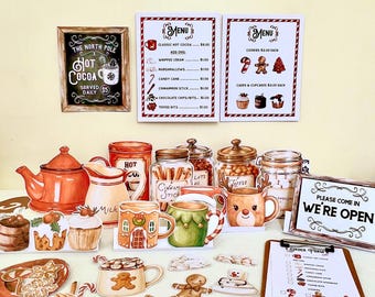 Hot Chocolate Dramatic Play Printable Kit | Pretend Play Cafe | Hot Cocoa Shop | Preschool Christmas Activity | Play Kitchen Printable