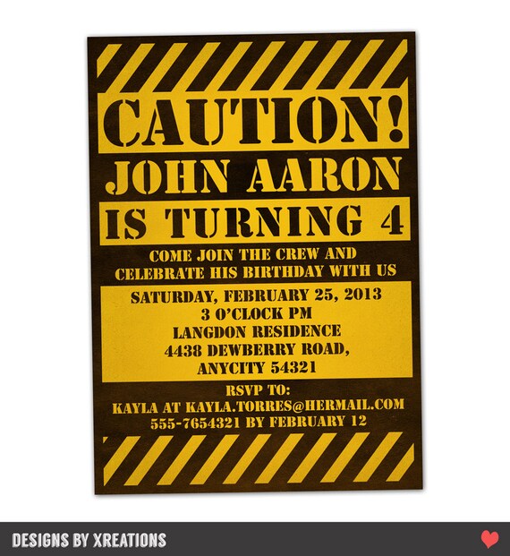 Construction Biohazard Theme Party Invitation, Construction, Biohazard Party, Customizable Wordings, Printable Invitation Il_570xn