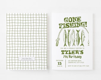 Editable Fishing Birthday Invitation, O-Fish-Ally the Big ONE, Gone Fishing Party Template, Corjl Instant Download, First Birthday Invite