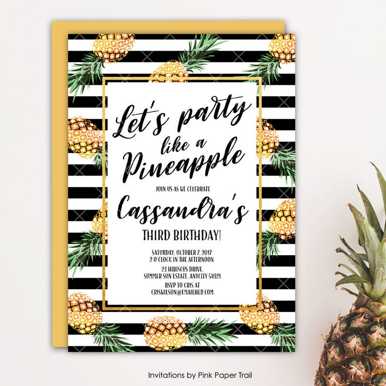 Pineapple Birthday Party Invitation Party Like A Pineapple Etsy