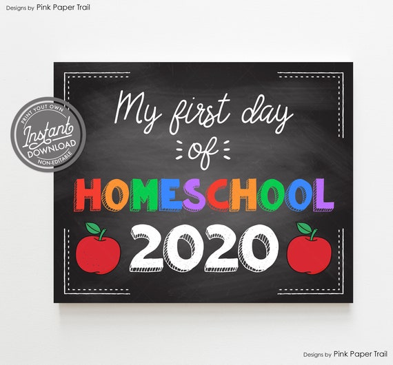 First Day of Homeschool Sign, First Day of Homeschool Chalkboard Sign Photo Prop Wall Art Instant Download Non-Editable Printable Prop v2a Il_570xn