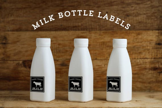 Modern Vintage Farm Party Milk Bottle Labels, Instant Download Printable Milk Bottle Labels, Farm Fresh Milk Bottle Labels Il_570xn