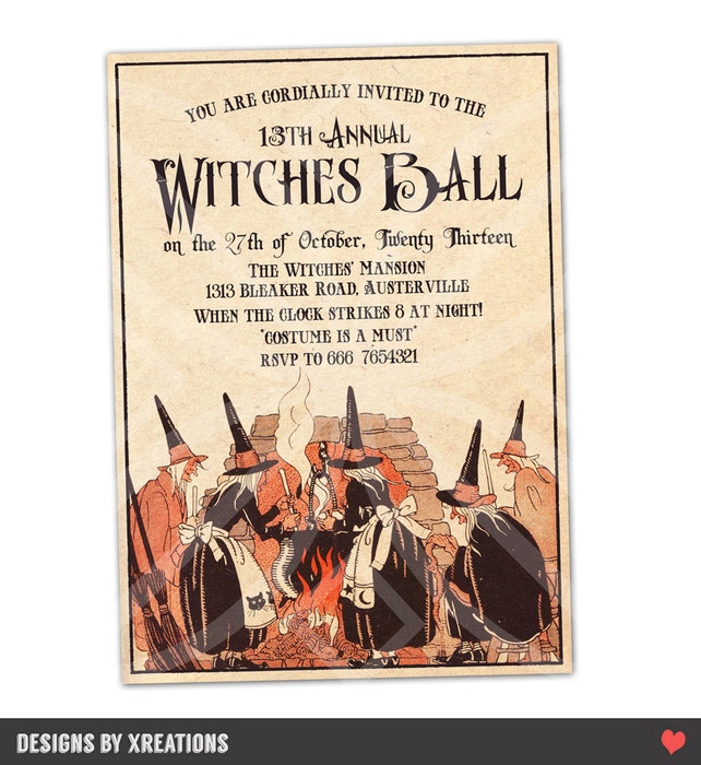 Halloween Witches Ball Invite