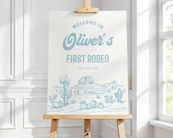 Cowboy Rodeo Birthday Welcome Sign, Wild West First Birthday Welcome Sign, First Rodeo Welcome Cowboys Western Birthday Editable Decor