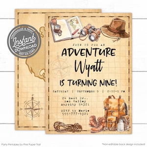 Editable Explorer Adventure Birthday Invitation Nature Park Outdoor Treasure Hunt Jungle Birthday Party Invite Instant Access Template