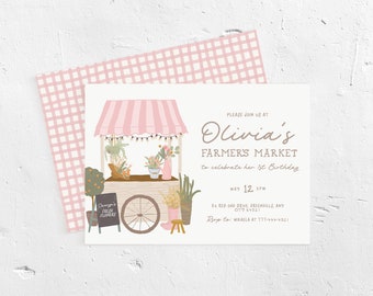 Farmers Market Birthday Invitation Editable Template Country Fair Flower Market Farm Girl First Birthday Invite Instant Access Printable