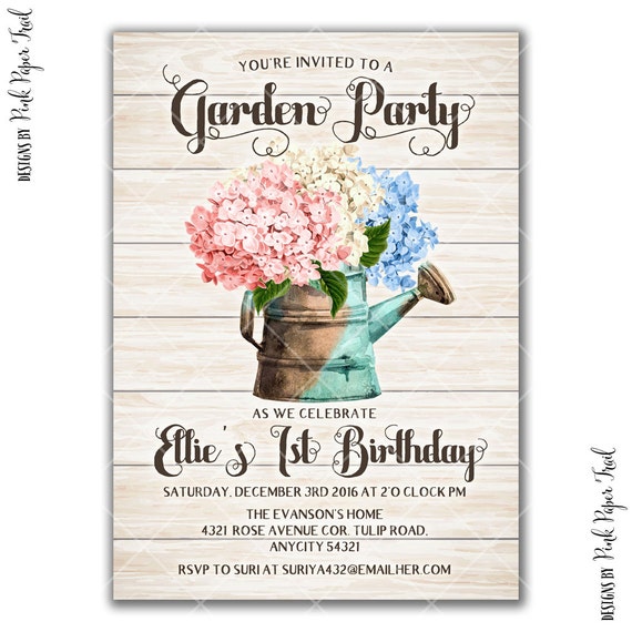 Rustic Garden Birthday Party Invitation Garden Tea Party Etsy