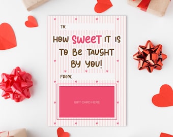 Teacher Valentine Gift Card Holder Template, Editable Valentine’s Day Card, Printable Classroom Valentine Tag
