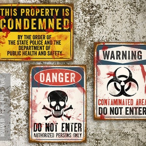 Zombie Party Wall Decor, Halloween Party Decor, Large Signs A3 size, Instant Download, Print Your Own