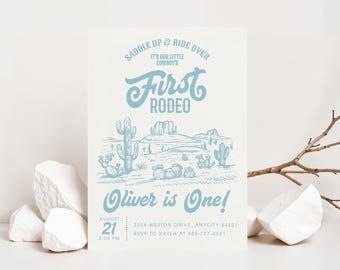 Cowboy First Rodeo Birthday Invitation, Wild West Birthday Party Invitation, First Rodeo Invitation Boy Western Birthday Editable Invite