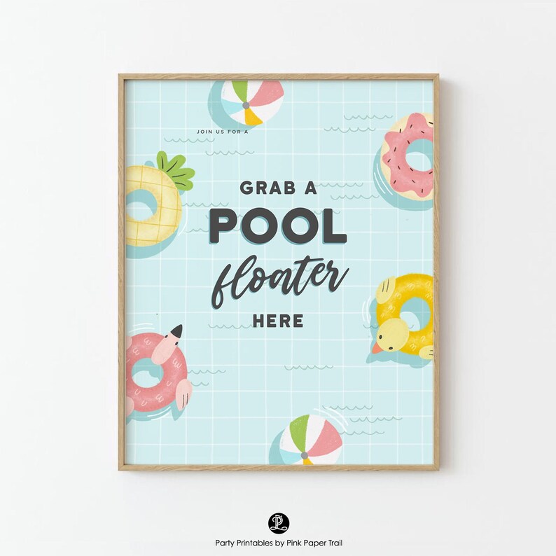 Pool Floater Sign Editable Pool Party Welcome Sign Template, Hand Drawn Floaties Summer ...
