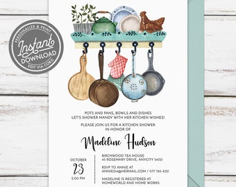 EDITABLE Kitchen Bridal Shower Invitation, Kitchen Couples Shower Invitation, Bridal Shower Party Printable Instant Access Invite