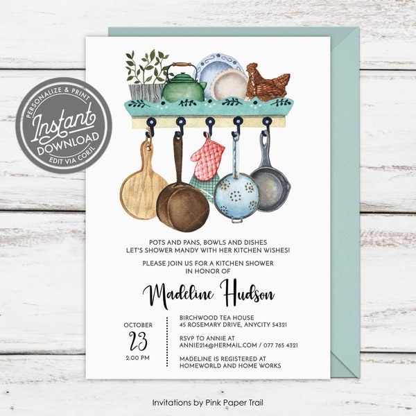 EDITABLE Kitchen Bridal Shower Invitation, Kitchen Couples Shower Invitation, Bridal Shower Party Printable Instant Access Invite