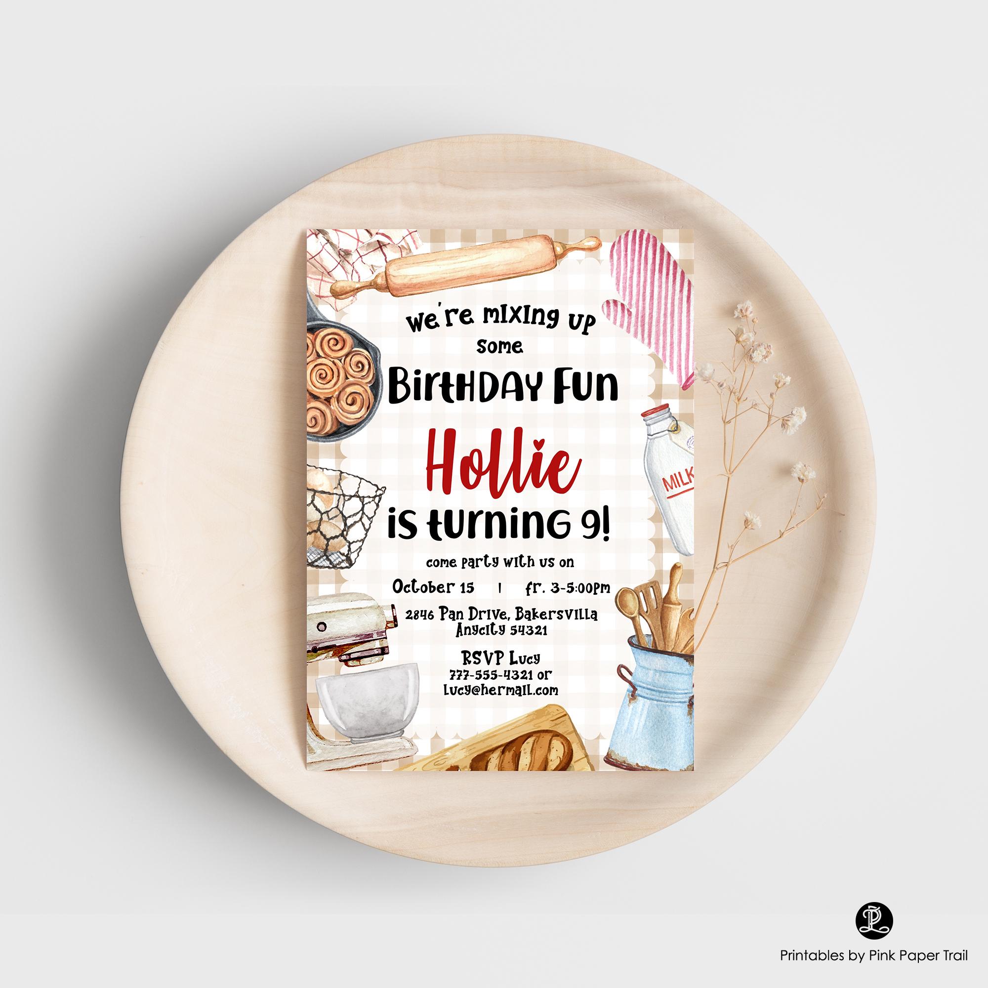 EDITABLE Kids Baking Birthday Party Invitation, Kids Kitchen Cooking ...