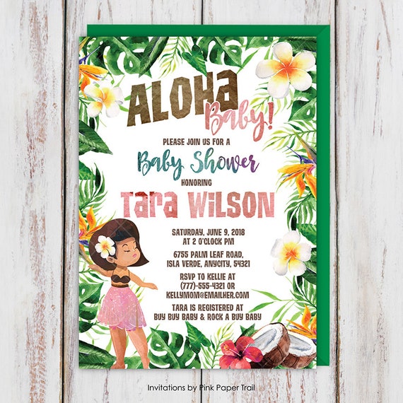 hawaiian themed baby shower invitations