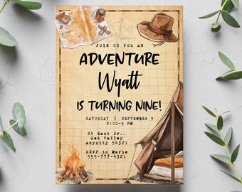 Editable Explorer Adventure Birthday Invitation Nature Park