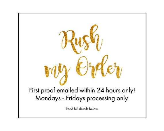 RUSH my Order, First Proof Within 24 Hours, 24 Hours Digital Turnaround, Mon-Fri Order Processing Only Il_570xn