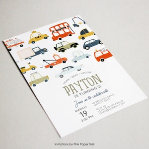 EDITABLE Transportation Birthday Invitation, Honk Beep Vroom Birthday Invite, Truck and Cars Birthday Invite Instant Access Print Your Own image 4