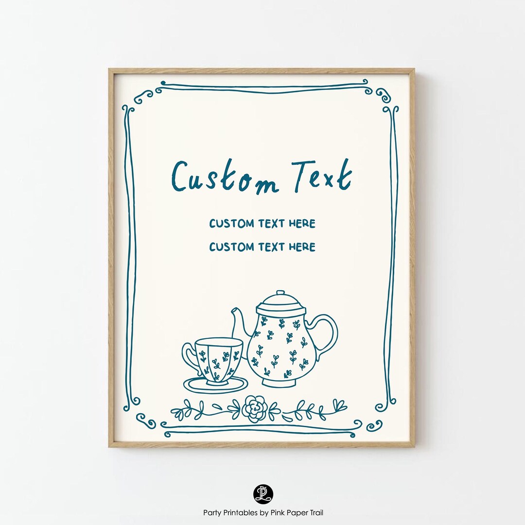 Editable Hand Drawn Tea Party Table Sign Whimsical Fairy Party Magical ...