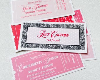 Valentine’s Day Love Coupons Editable Template, Sexy Gift for Spouse or Partner, Printable Romantic Coupon Book