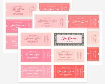 Sexy Valentine Love Coupons Printable, Editable Couples Coupon Book, Romantic Gift for Husband Wife Partner, Instant Download Template