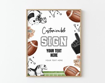 Editable American Football Birthday Table Sign, Football Party Table Decor, Touchdown Sports Party Sign, Printable Instant Download