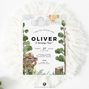 EDITABLE Little Explorer Adventure Boy Birthday Party Invitation, Nature Birthday Outdoor Exploration  Scavenger Hunt Party Invite Template