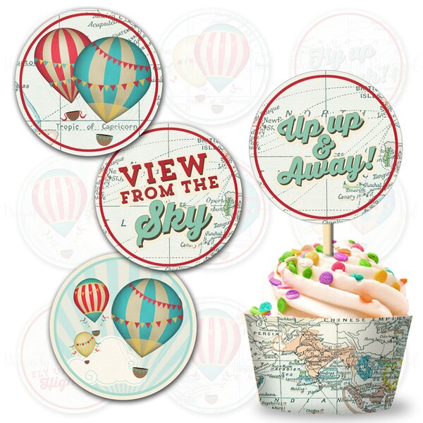Hot Air Balloon Cupcake Toppers - Etsy