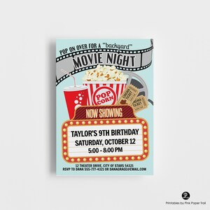 EDITABLE Movie Night Invitation, Backyard Movie Invitation, Outdoor Under the Stars Movie Invite Party Digital Instant Access Download image 2