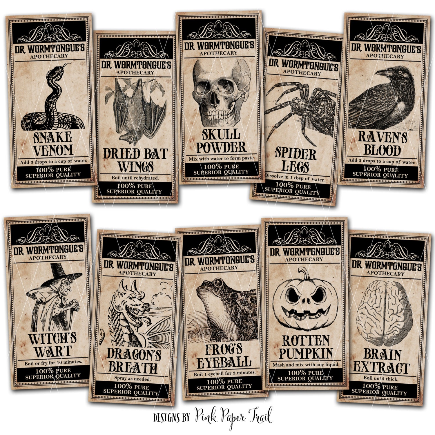 Witch's Brew Apothecary Labels Halloween Sticker Pack Sticker for Sale by  Sense-Trends
