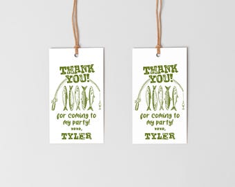 EDITABLE Fishing Birthday Party Favor Tag Template, O-fish-ally The Big ONE, Gone Fishing Party Tag Template Instant Access Corjl