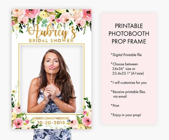 Photo Booth Prop Frame, Bridal Shower Baby Shower Birthday Any Occasion Photo Booth Prop Frame, Spring Flowers Photo Booth Frame - Digital Il_570xn